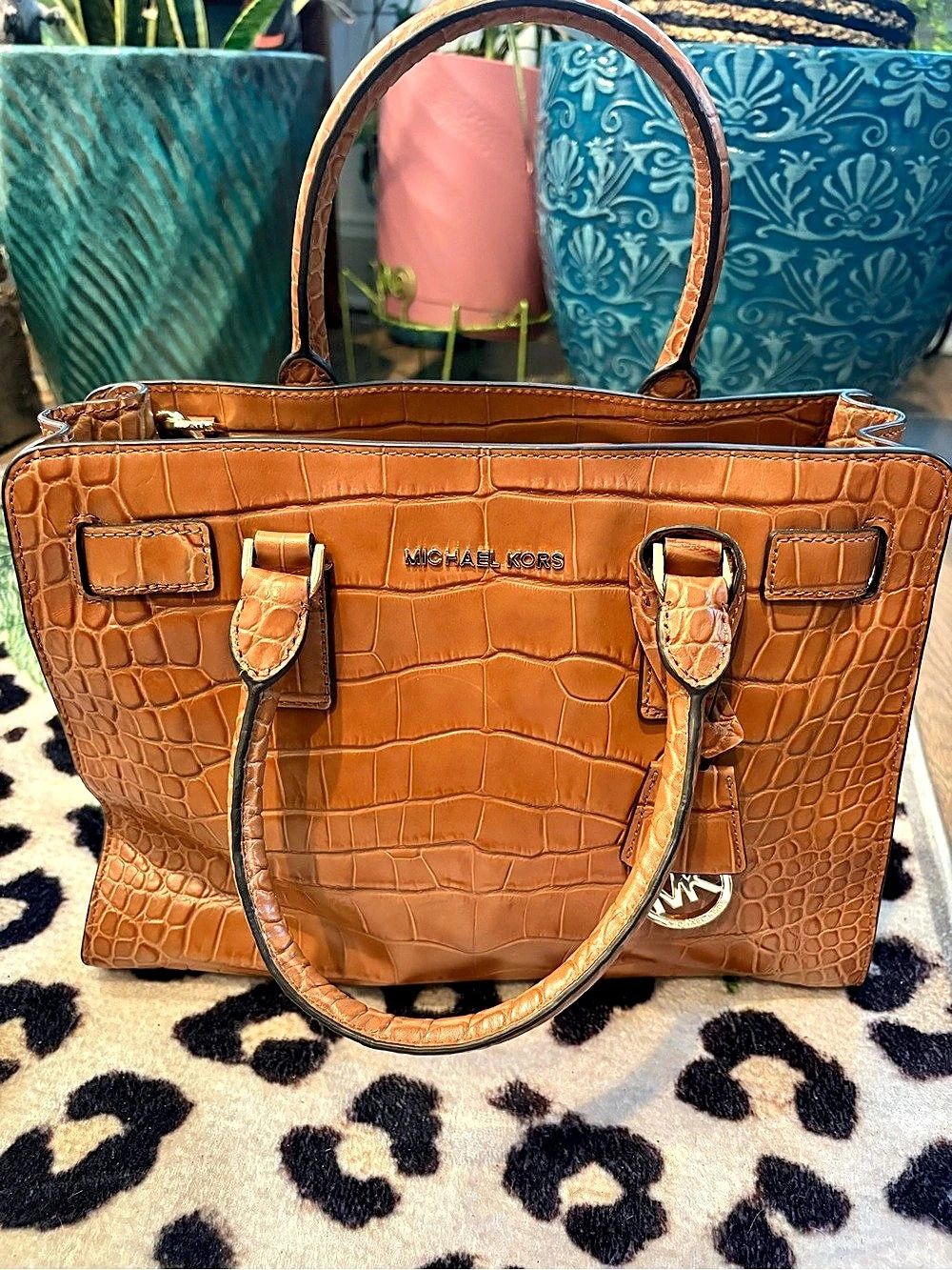 Michael Kors Crocodile-Embossed Tote in Brown